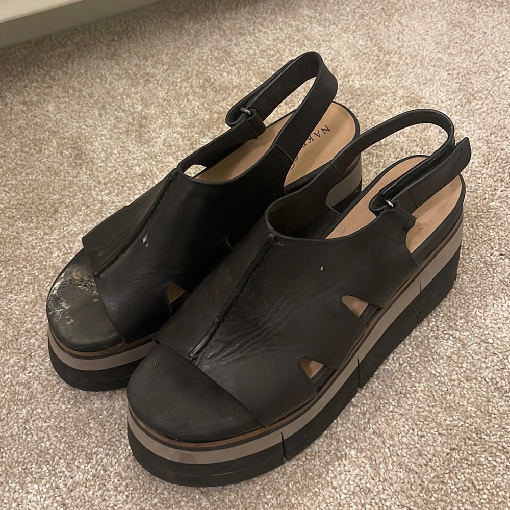 Black platform wedges